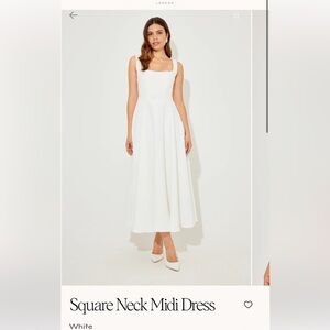White Square Neck Midi Dress